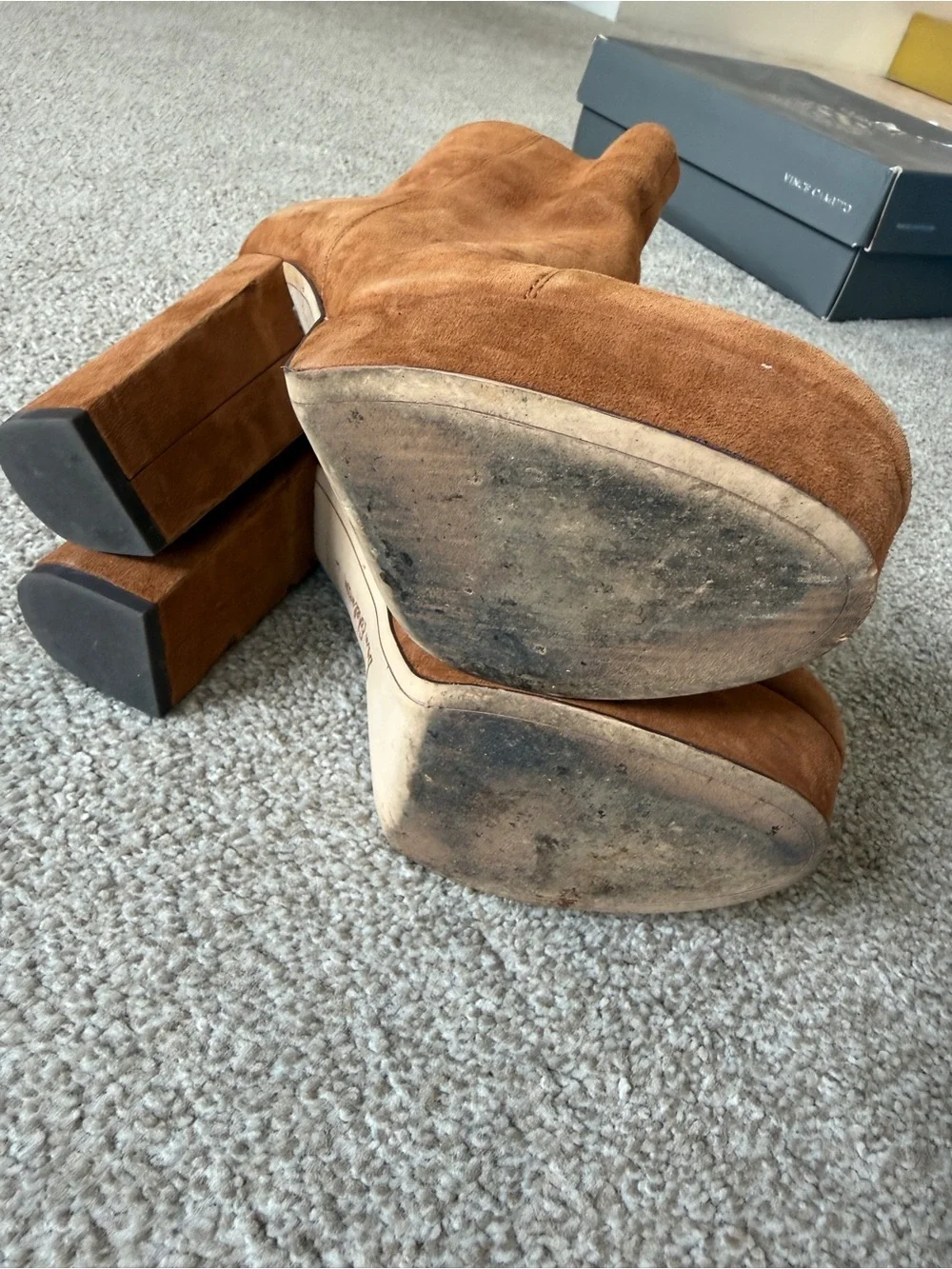 Sam Edelman Suede Platform Ankle Boots in Cognac Brown